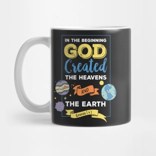 In the beginning God created, Genesis 1:1, bible verse, scripture, Christian gift, Heavens and Earth Mug